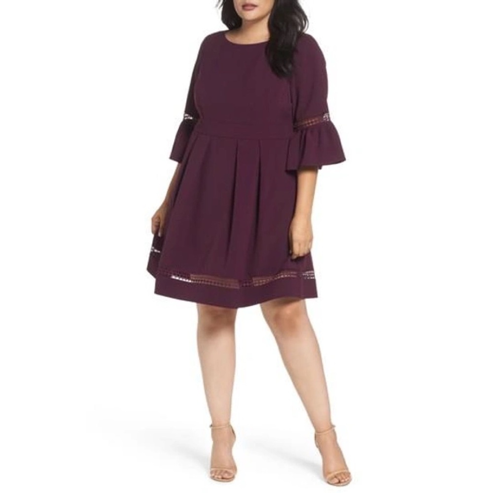 Eliza J Plum Purple Fit & Flare Bell Dress Size 22W
